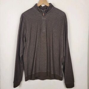 Johnnie-O Skiles 1/4 Zip Pullover Mens L Brown Striped Performance Golf